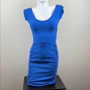 Chiara Boni Royal Blue Ruched Mini Dress Sz 42